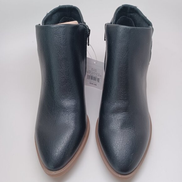 A New Day Booties Black Faux Leather Side Buckle Zipper Nikki Boots Size 7.5 NEW - Picture 3 of 15